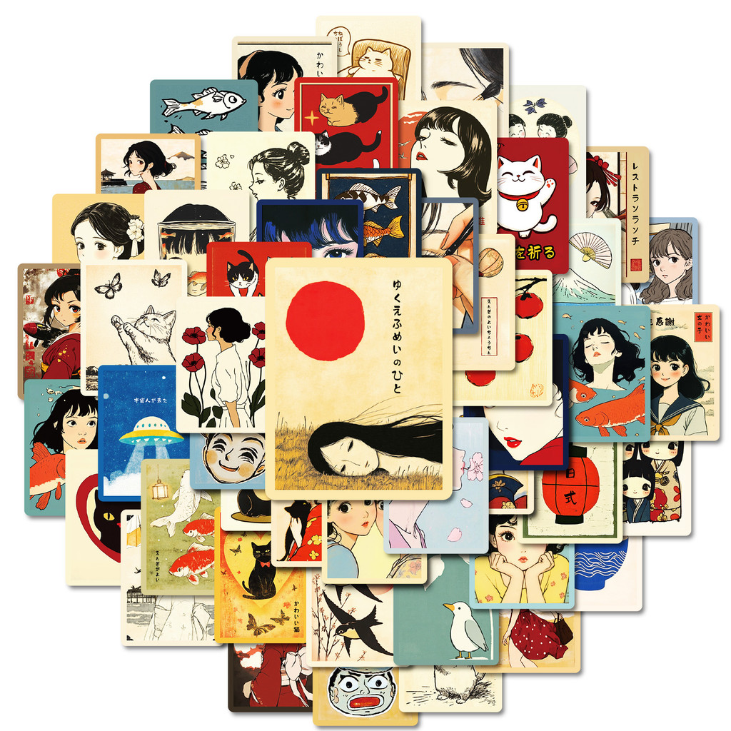 

10/30/50PCS Vintage Classic Japanese Tradition Style Anime Graffiti Stickers Decoration DIY Luggage Phone Helmet Fridge Kid Toys