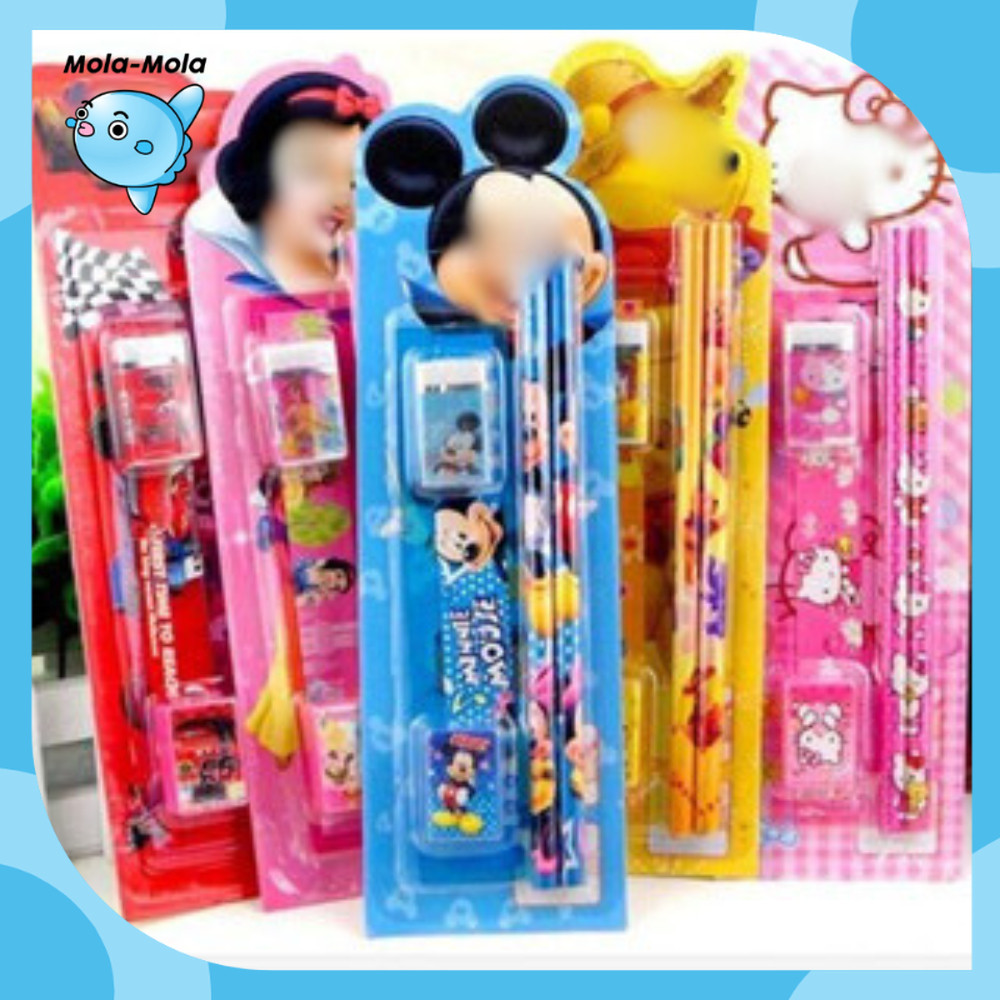 

Stationery Set 5 in 1 Alat Tulis Anak Sekolah Penghapus Penggaris Pensil Serutan Karakter Lucu Random Y9011