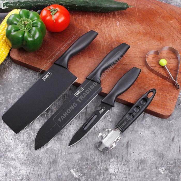Pisau Dapur Lengkap 5pcs Kitchen Knife Set Buck-I 5 pcs in 1