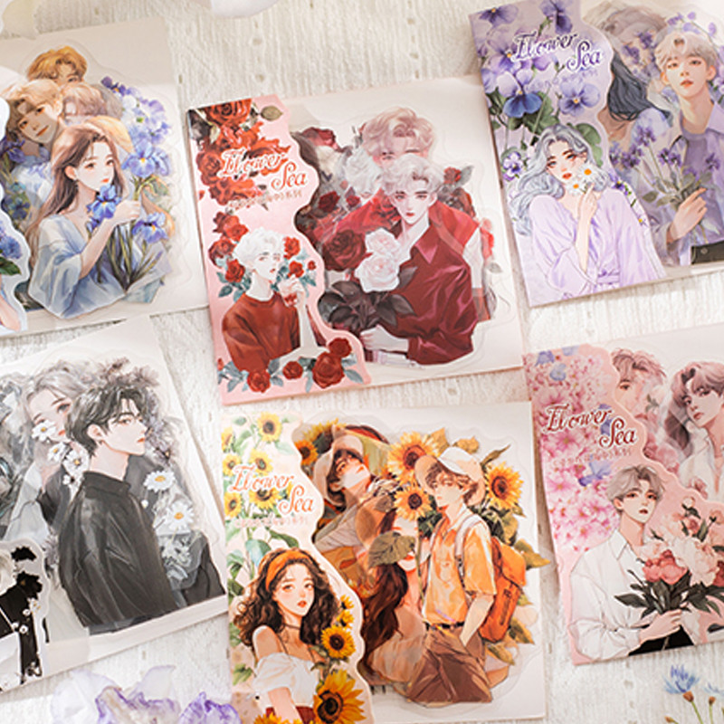 

Mr Paper 45/90pcs infiltrated in the sea of flowers series floral characters PET stickers DIY scrapbook photo frame phone case