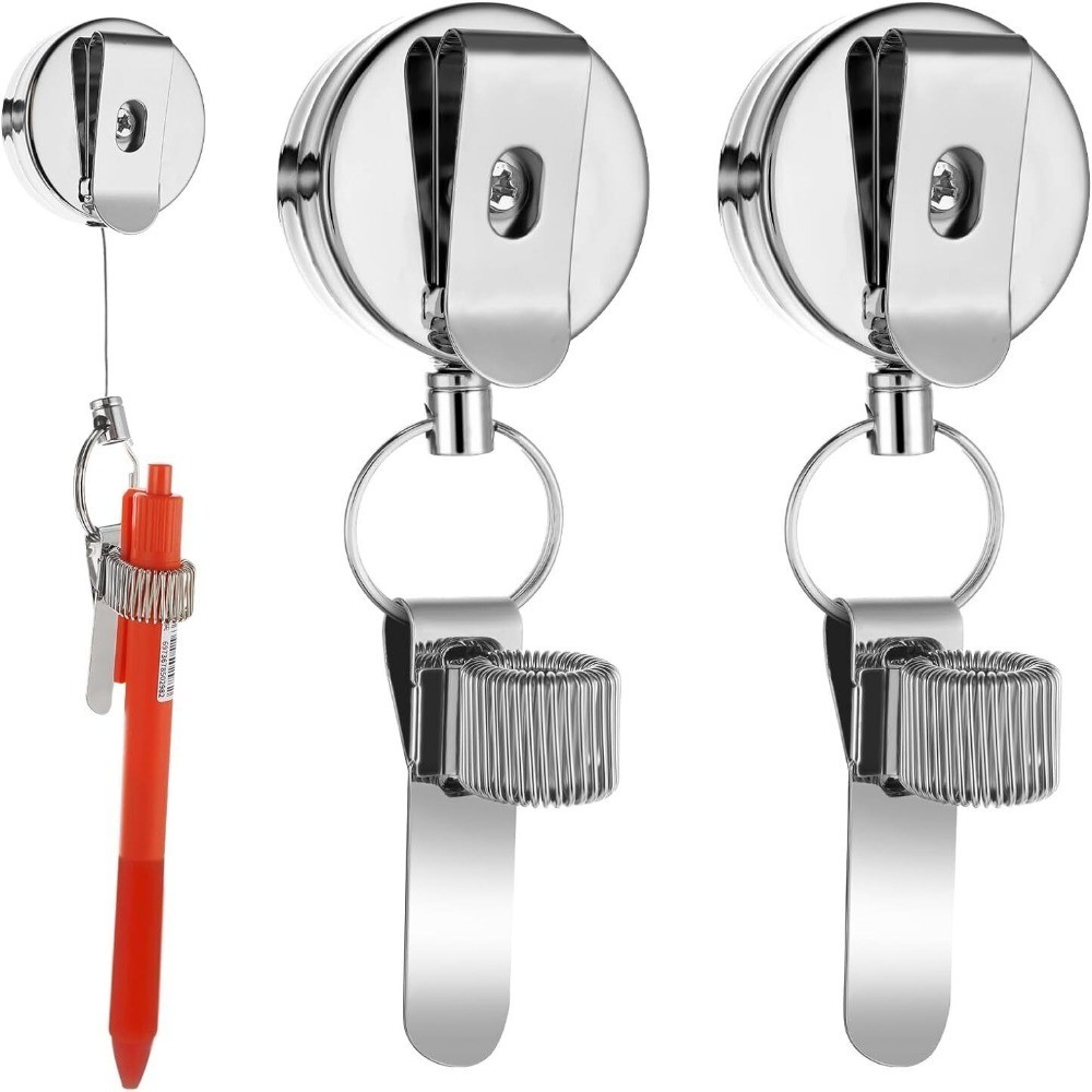 

Retractable Pull Pen Pencil Holder With Belt Clip Key Ring Universal Lanyard