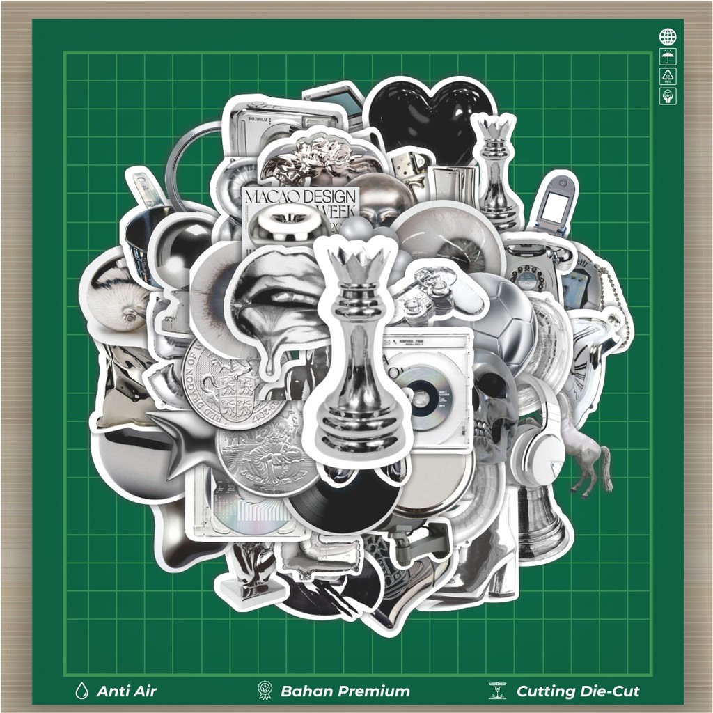 

HOT 50 PCS STIKER Stiker INS Silver Dekorasi Lucu Kreatif untuk Notebook, Skateboard, HP