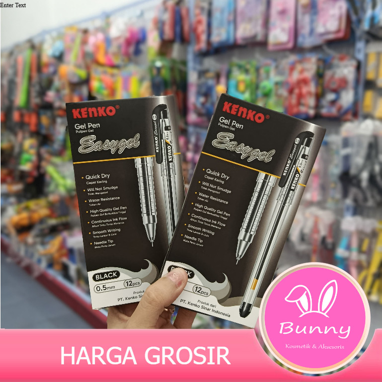 

[1 Lusin] KENKO EASY GEL Pen 0.5mm – Pulpen Gel Halus Berkualitas | Hitam / Biru / Merah Harga Grosir Bisa Cod