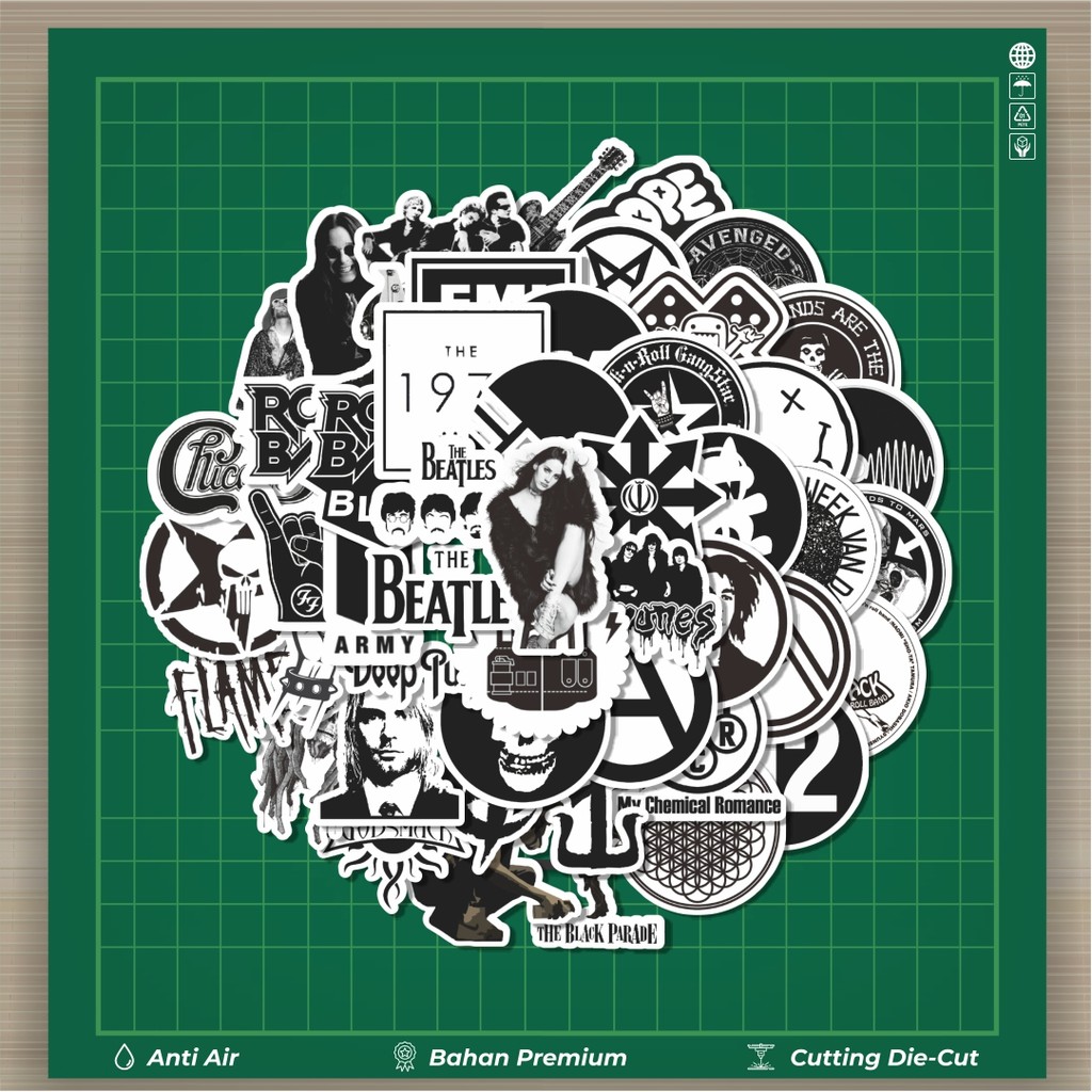 

HOT 50 PCS STIKER Stiker Random Logo Band Black & White Versi 3 Stiker Fashion Cars Decal Dingin Kartu Album Custom Vinyl Anti Air- Sticker Aesthetic Buku Journal Koper Casing HP Tablet Laptop Helm Motor Botol Minum