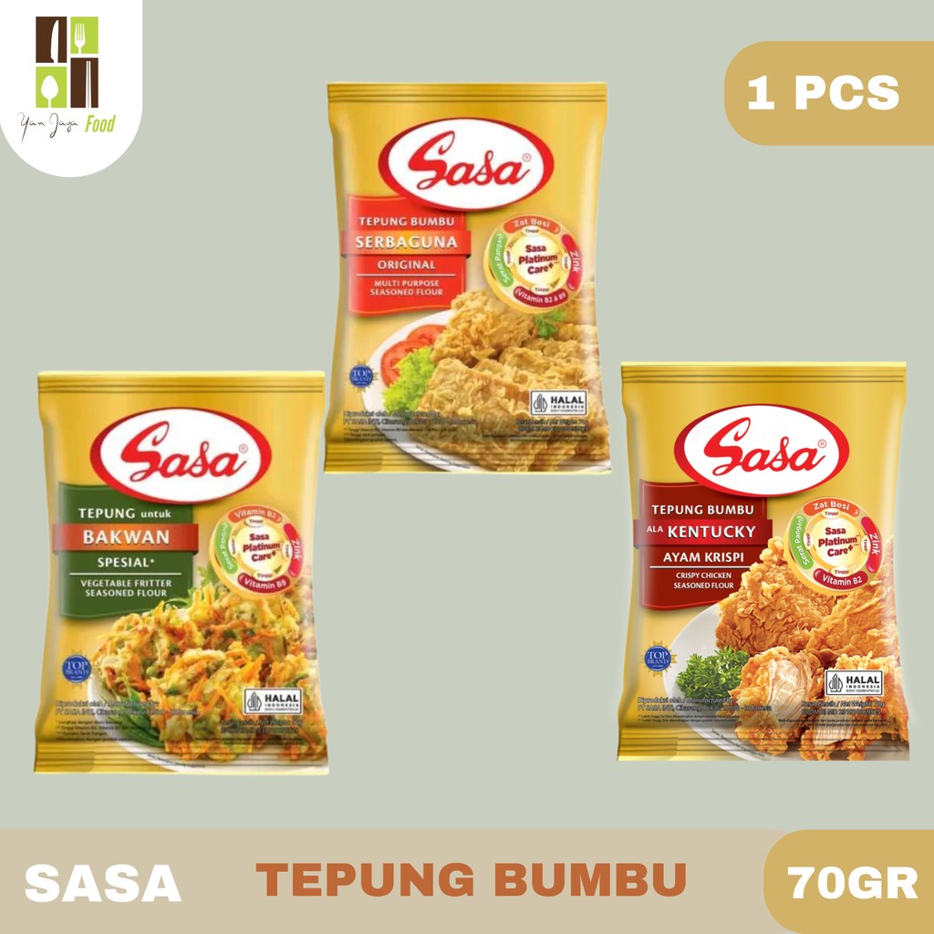 

Sasa Tepung Bumbu Instan 70g -1 PCS / Tepung Bumbu Serbaguna / Tepung Bakwan / Tepung Kentucky / Tepung Krispi