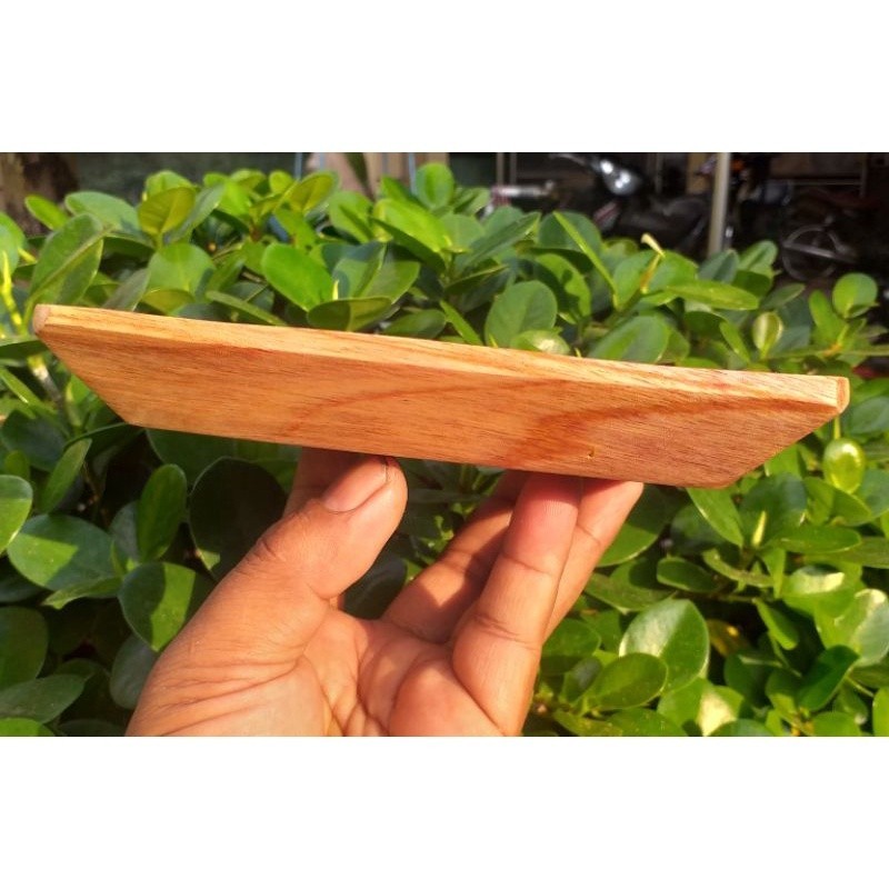 piring makan saji/wadah sambal/saos sekat 2 kayu mahoni