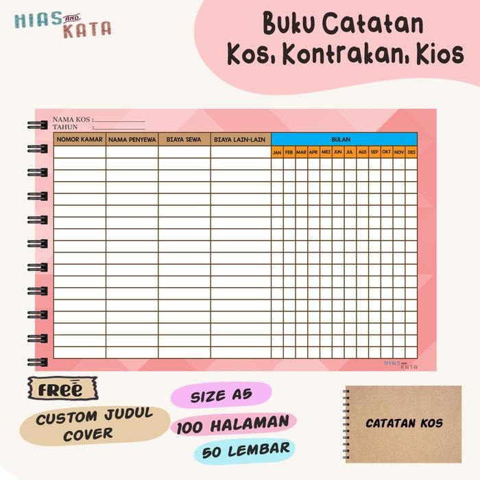 

Buku Rekap Kosan isi 100 Halaman A5 Free Custom Judul Cover - Pink