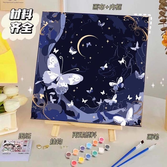 

Poney Paint by number kit 20x20cm Diy painting kit Kanvas painting with frame siap lukis - Fl067