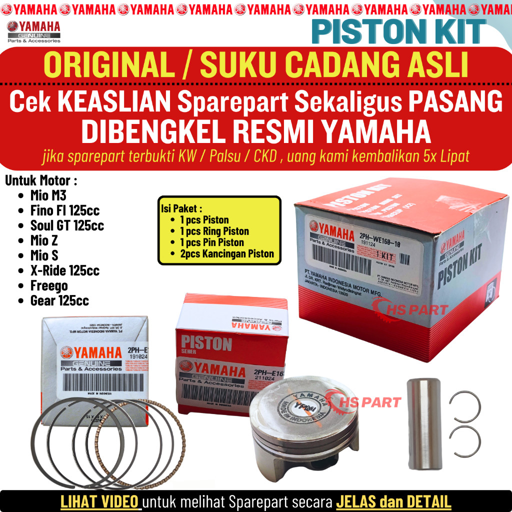 Seher Piston Kit Set Freego Original Yamaha 100%