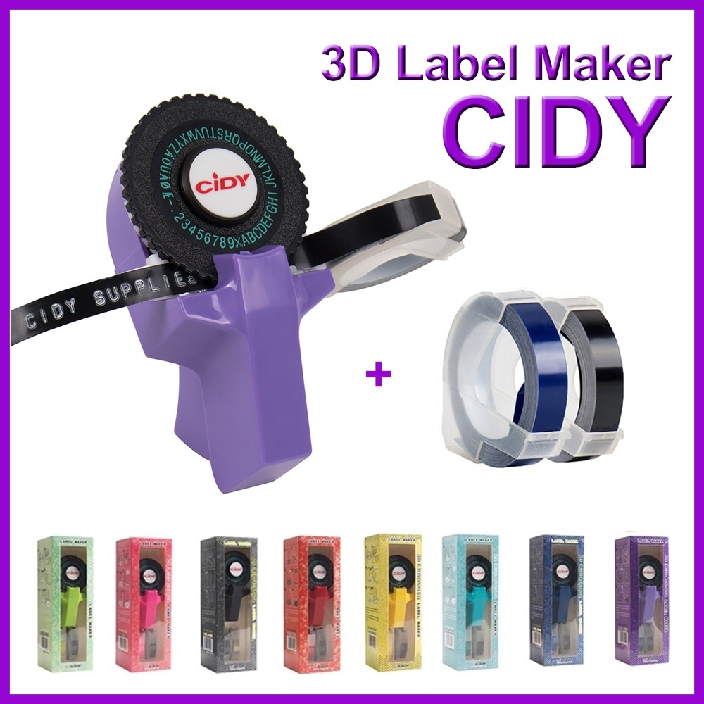 

CIDY C101 Dymo Motex Embossing label maker / Mesin Printer Label Mini 3D Manual Diy Gift 2 volume labelsCO