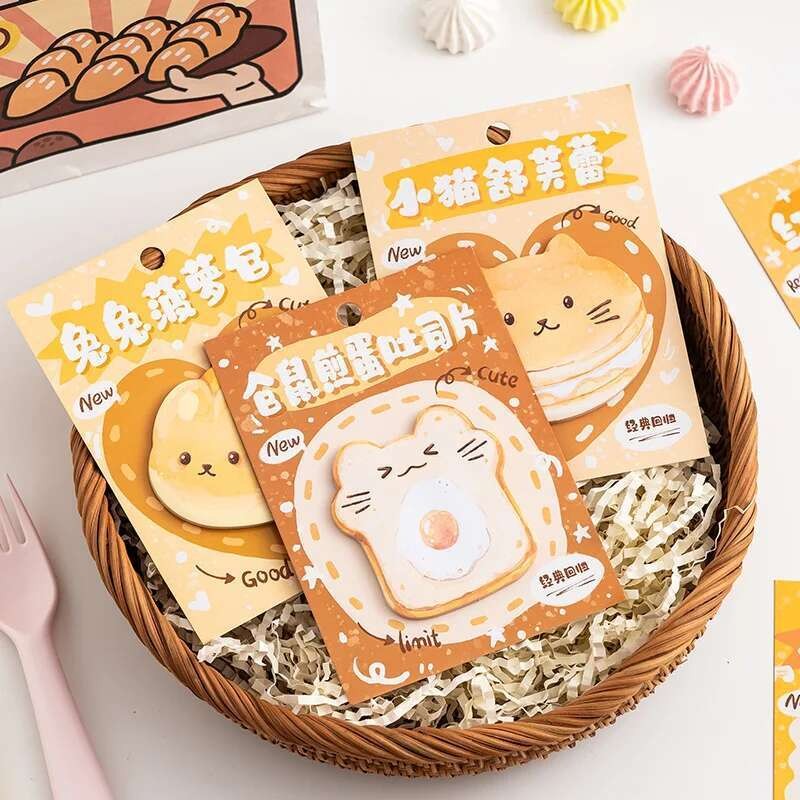 

1 Pcs Sticker Cute Kawaii Bread Gourmet Sticky Notes Notepad Memo Pads Office School Supplies Stationery Bookmark
