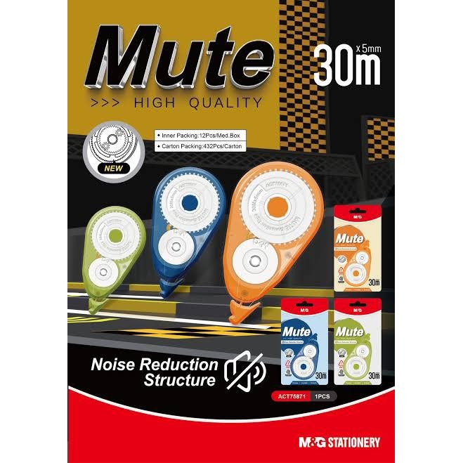 

M&G Correction Tape Anti PUTUS tidak ribut Series 5mm x 30meter ACT75871 PET Noise Reduction