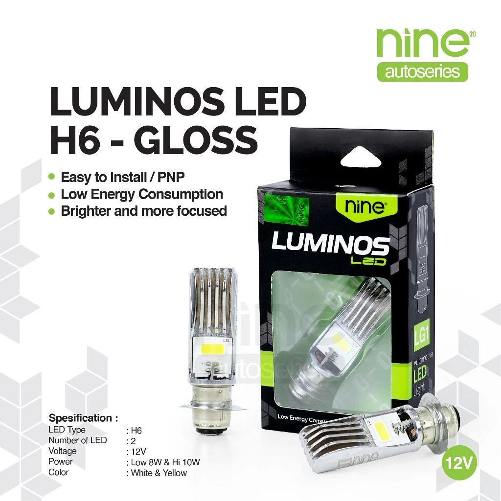 LAMPU LED UTAMA MOTOR H6 H4 COB AC DC 15 WATT NINE LUMINOS  WHITE PNP