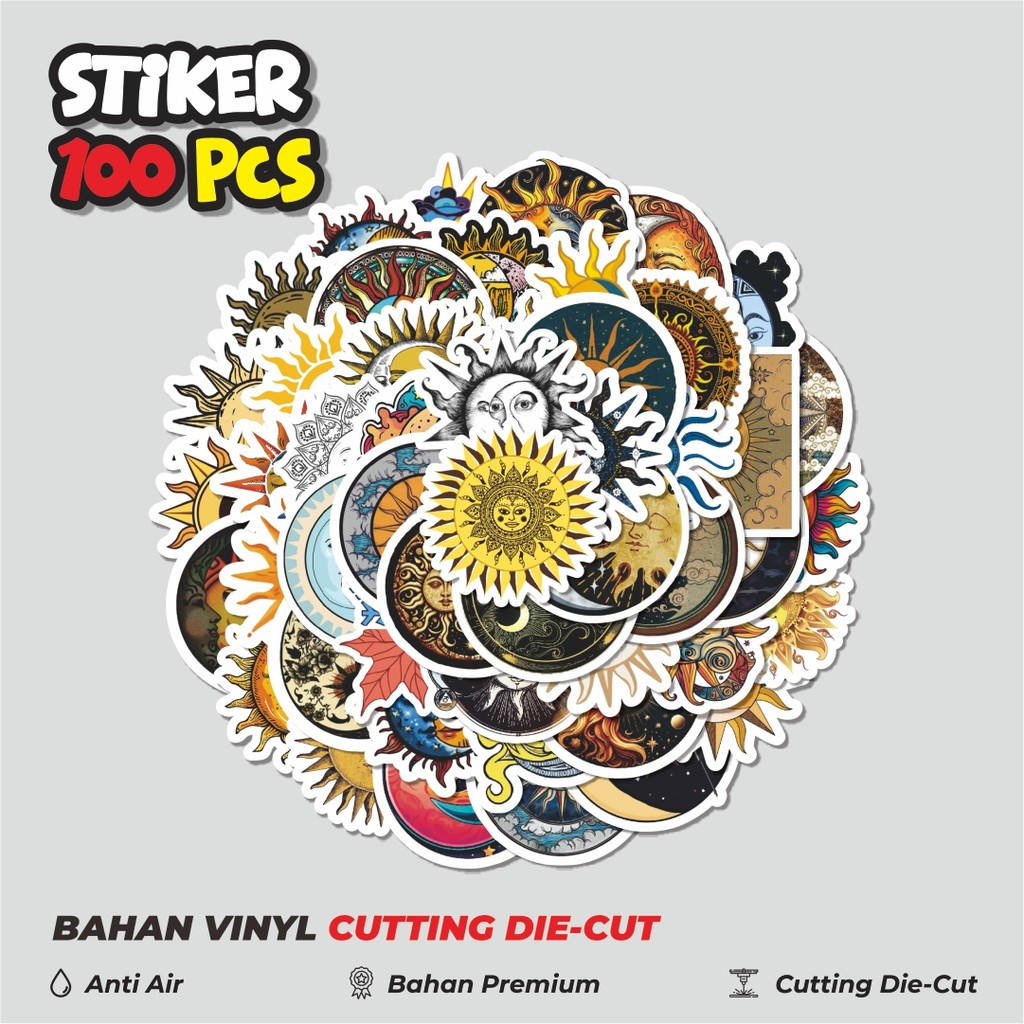 

Terbaru! 50 pcs Stiker Sun & Moon [Matahari & Bulan] Dekorasi Lucu Kreatif untuk Notebook, Skateboard, HP