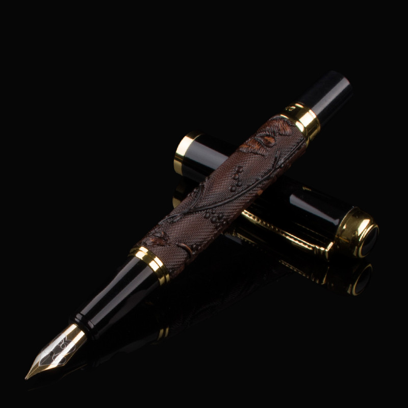 

NEW DIKAWEN 891 BROWN AND GOLDEN FOUNTAIN PEN DRAGON CLIP RICH CROP FLOWER BLOOM 4 STYLE FOR CHOICE BUSINESS BEST GIFT