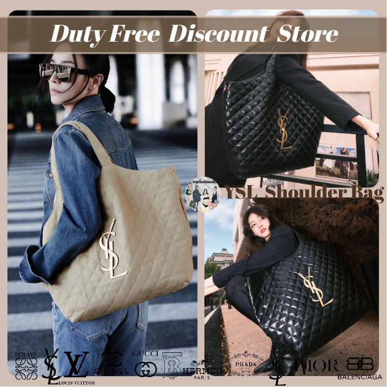 YSL Yves Saint Laurent Shopping Bag Icare Model Terbuat Dari Kulit Nabuck Dan Kulit Swade Berlapis T