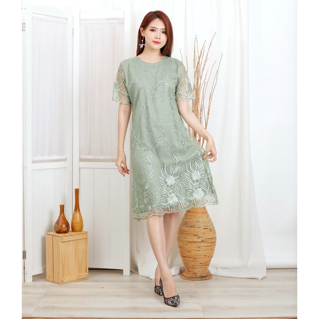 Dress Tile XXL Bigsize Jumbo Brukat Tile Bordir Gliter IMLEK Tulle Tille