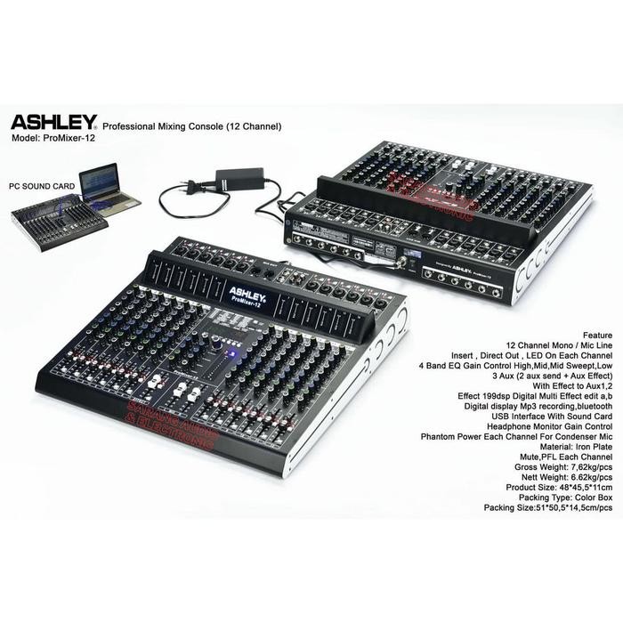 Mixer audio ashley pro mixer 12 original 12 channel promixer12