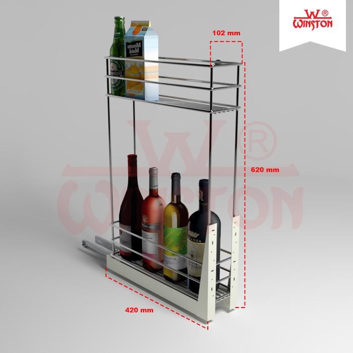 Rak Tarik Botol Stainless Winston WW 023A for Kitchen Set Cabinet