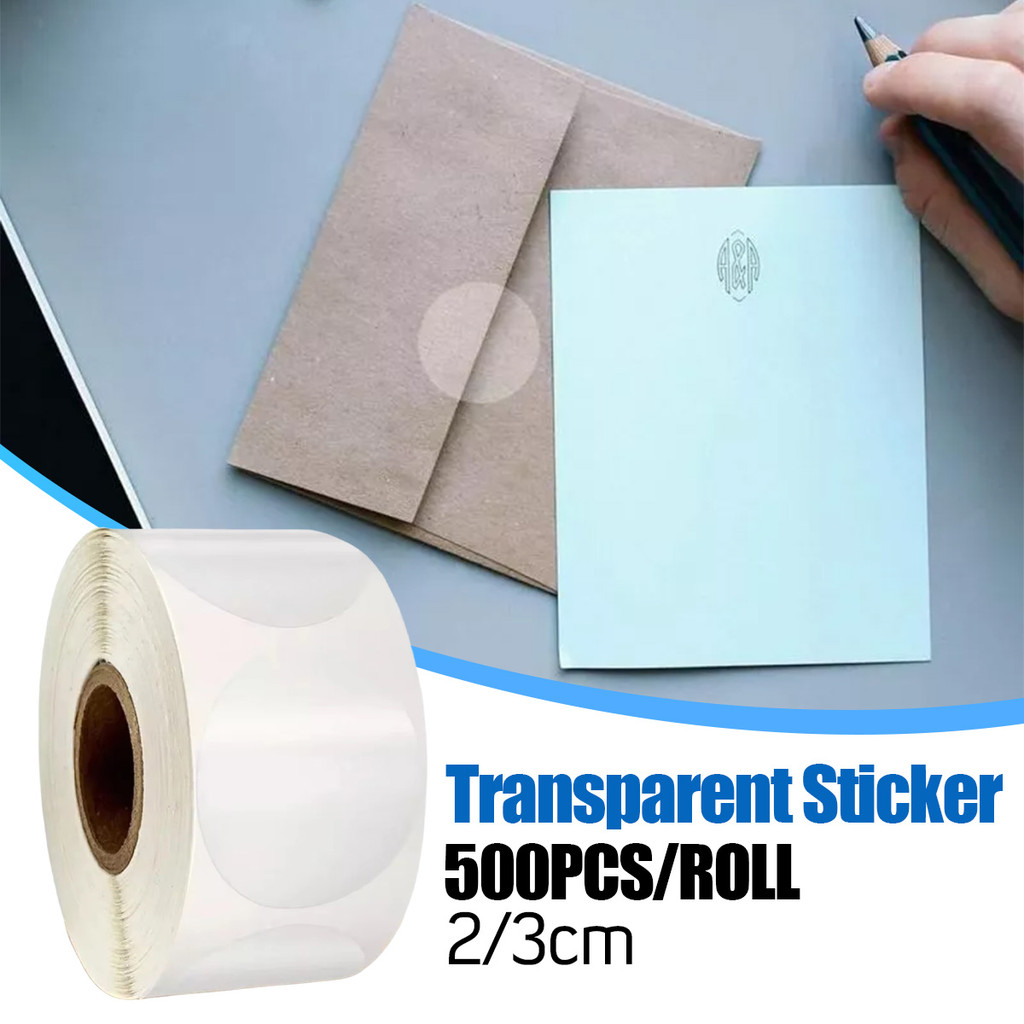 

Stiker Transparan Sticker Segel Bulat Sticker Bulat Transparan PET Film sticker bundar - 500pcs/roll