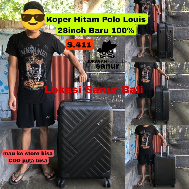 Koper 28inch Hitam Jumbo polo louis kualitas koper 100% tahan banting koper 28inch black