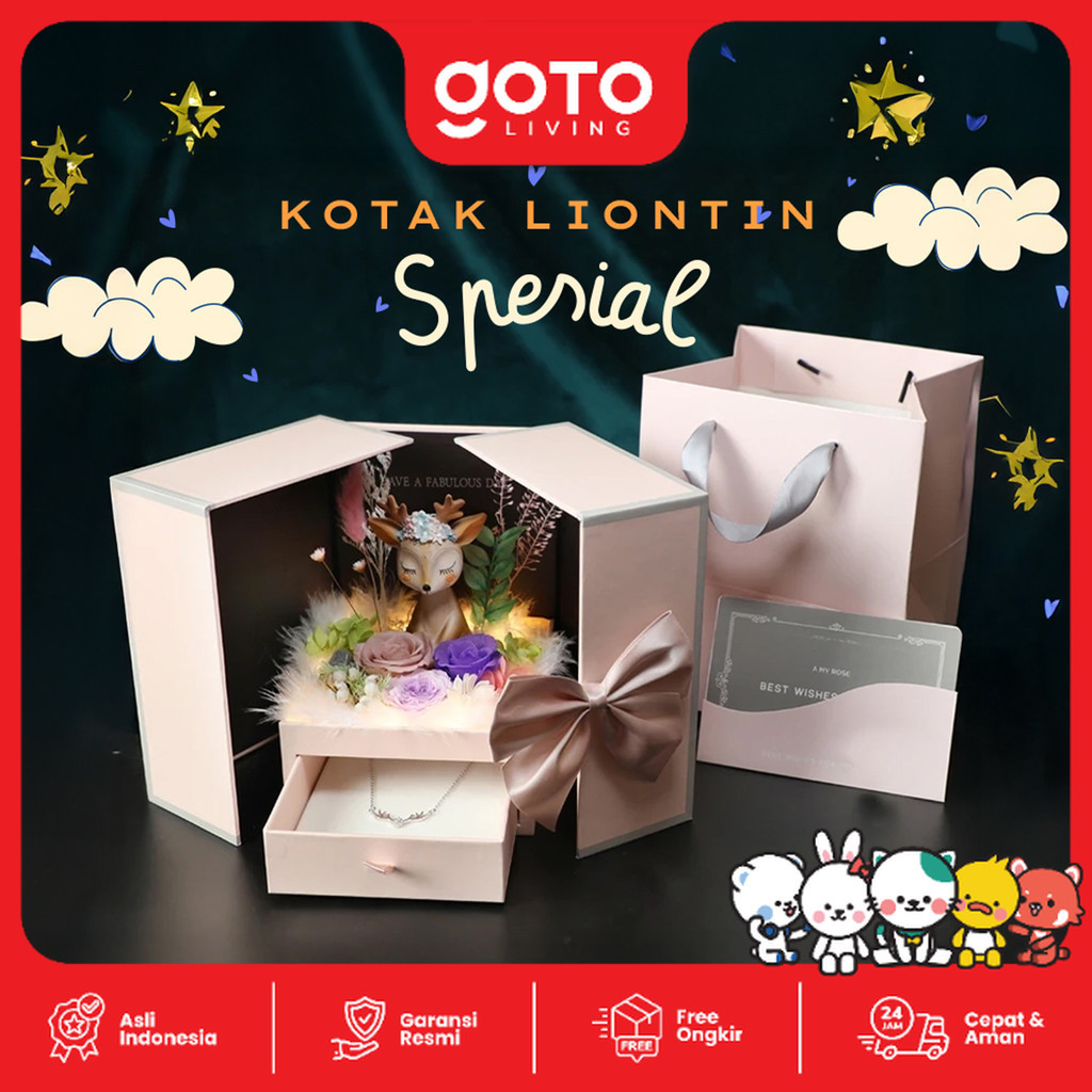 Goto Ovizia Gift Box Bunga Mawar Kalung Liontin Kotak Kado Aesthetic