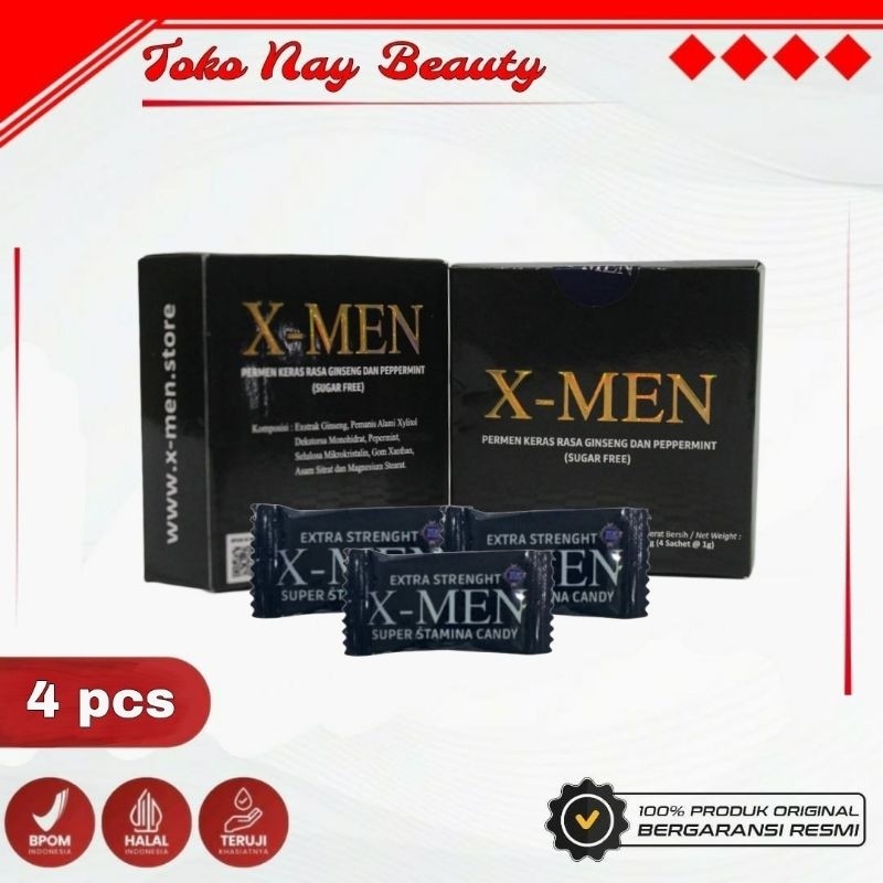 

X-MEN Candy Original - XMEN Permen Stamina Pria Dewasa 1 Kotak Isi 4 pcs Resmi Bpom RI MD X men