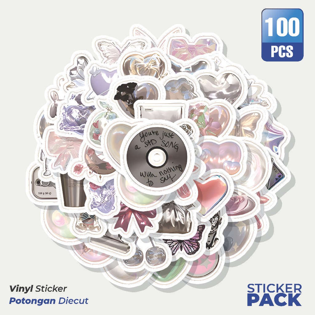 

Super Hemat! 100 PCS Stiker Nordic Silver Color [Warna Perak Nordic] Waterproof Aesthetic- Untuk Laptop, Motor, dan Helm - Paper Stationery Pack