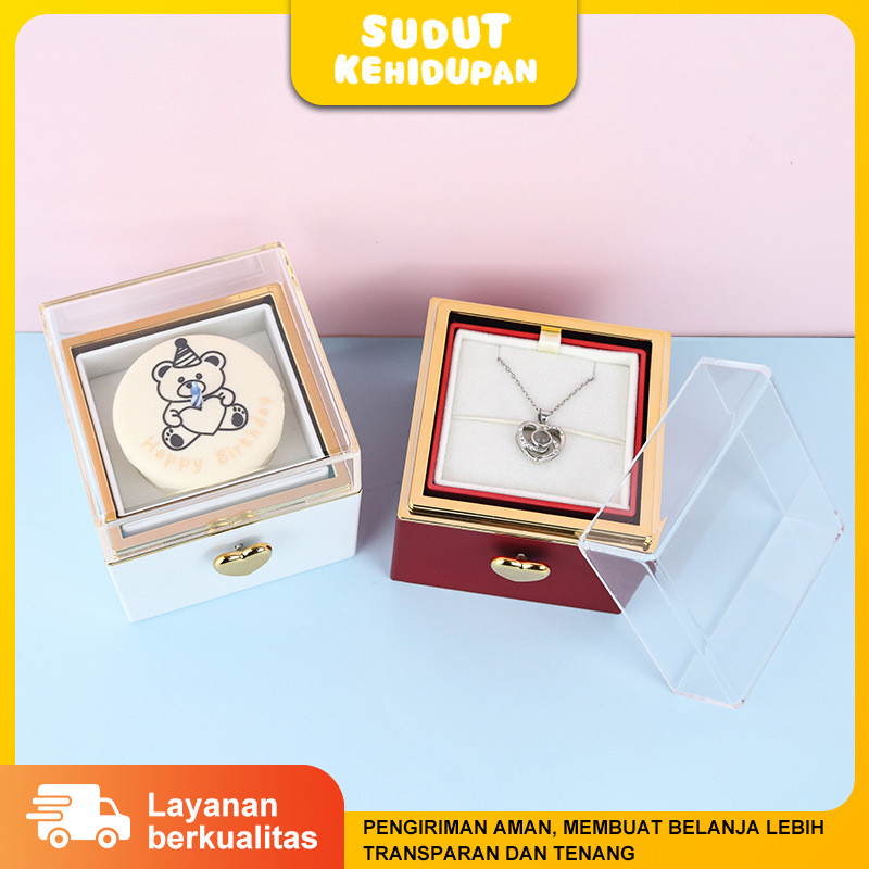 

Kotak Kejutan - Kotak Cincin Putar Otomatis Kotak Kue Lilin Kotak Hadiah Perhiasan untuk Cincin Kalung
