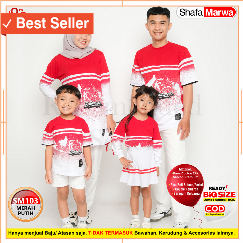 Baju Olahraga Merah Putih Kekinian / Baju Merah Putih 17 Agustusan - Kaos Seragam Couple Edisi Kemer