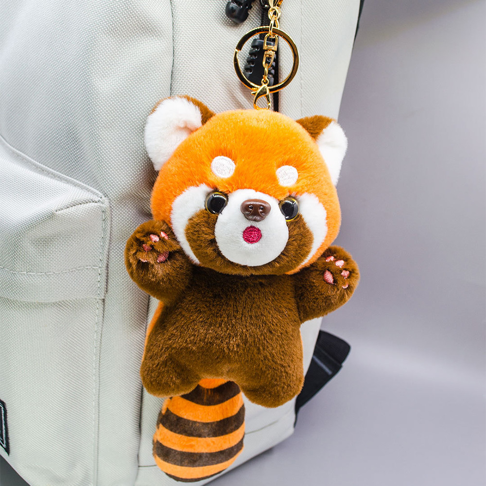 Cute Cartoon Red Panda Plush Toys Pendant Little Raccoon Doll Keychain Doll Playground Raccoon Stuff