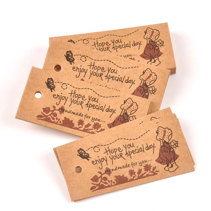 

50pcs Kraft Paper Packaging Hang Tags handicraft Tag Wedding/Birthday Party Candy Boxes ornament for Cosmetics Labels CP2187