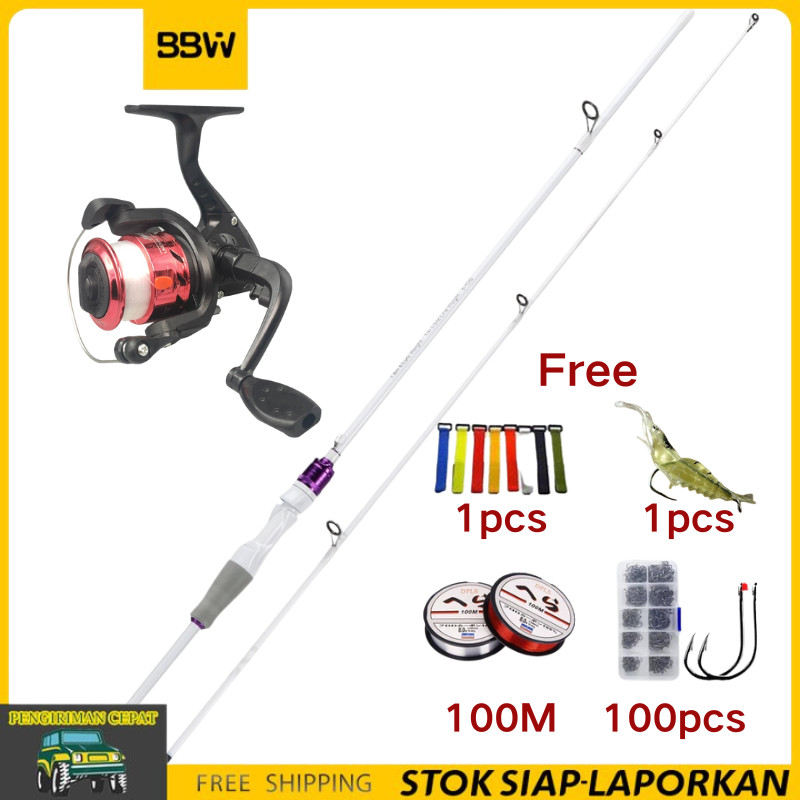 joran pancing 1.65m-2.4m 2 bagian pancing reel 200 joran spining reel pancing/Karbon Joran Pancing C