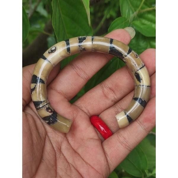 GELANG FOSIL AKAR BAHAR MOTIF ULAR SANCA LORENG Elegan