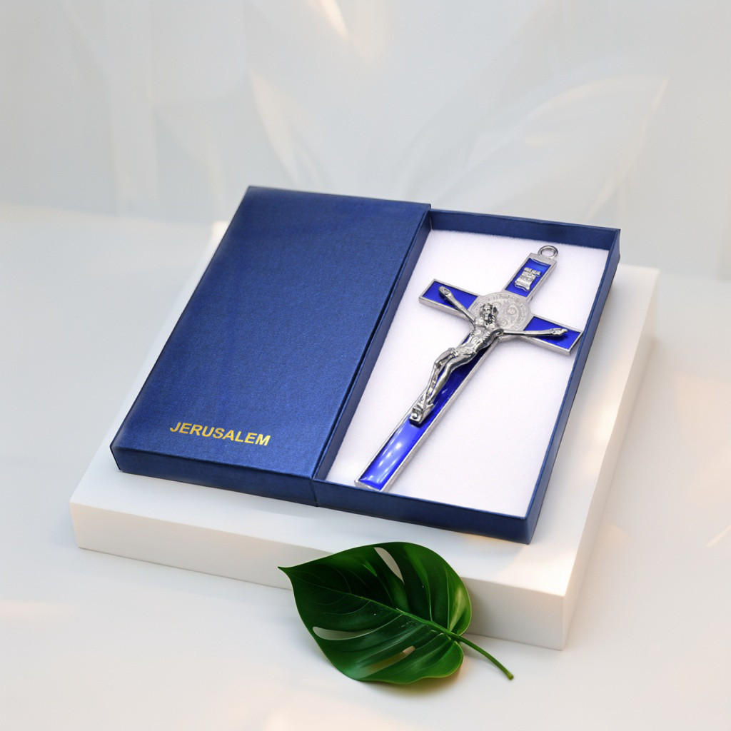 SALIB GANTUNG LOGAM BENEDICT  + KOTAK (20 CM) / SALIB DINDING KATOLIK / SALIB GANTUNG / SALIP / SALI