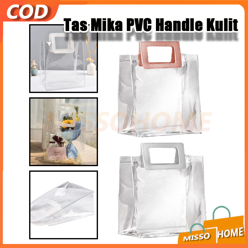 

Kantong Souvenir Ulang Tahun Transparant Bening/Tas Plastik Polos Transparan Doff/Gift Bag Handle Kulit