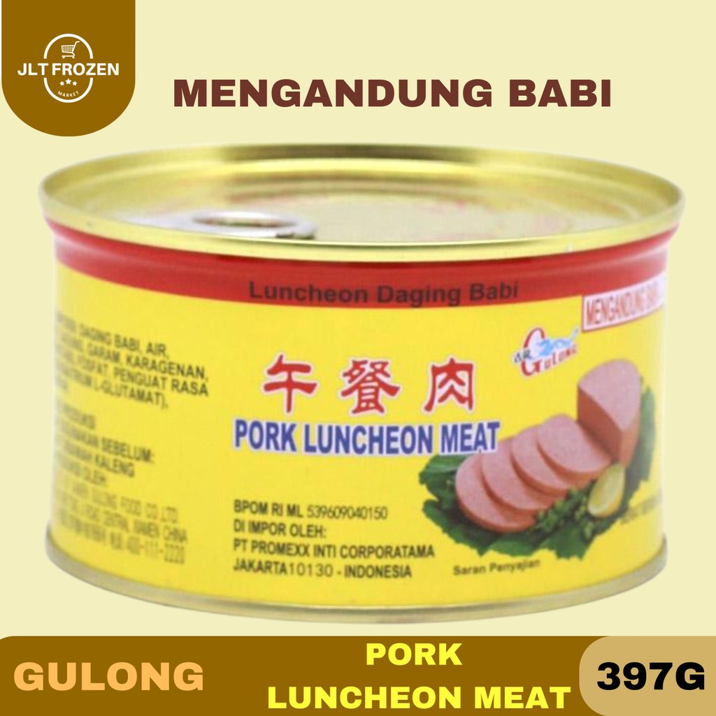 

Gulong Luncheon Meat Kemasan 397g / Canned Pork Luncheon Meat Daging Babi