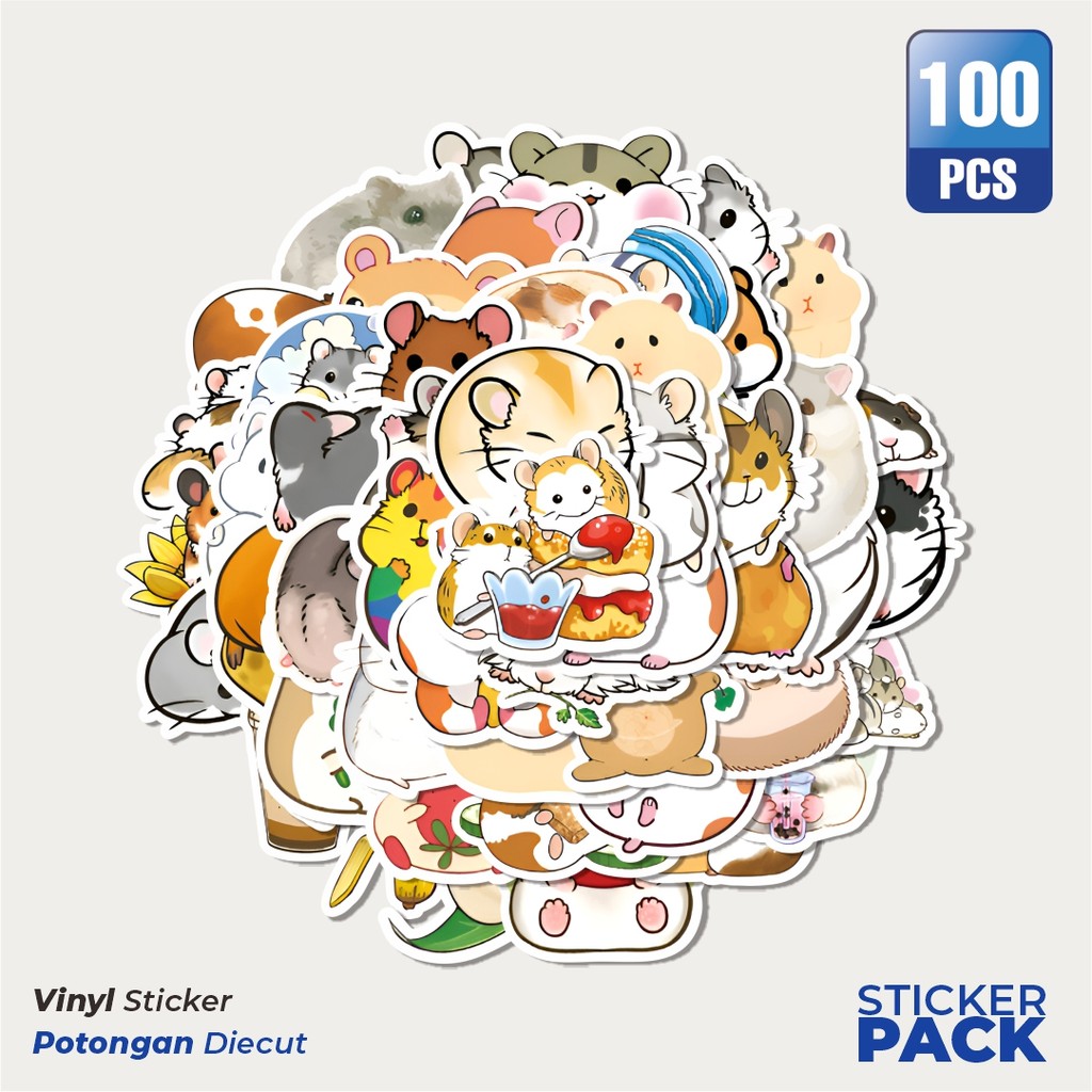 

Super Hemat! 100 PCS Stiker Cute Hamster Series v2 Waterproof Aesthetic- Untuk Laptop, Motor, dan Helm - Paper Stationery Pack
