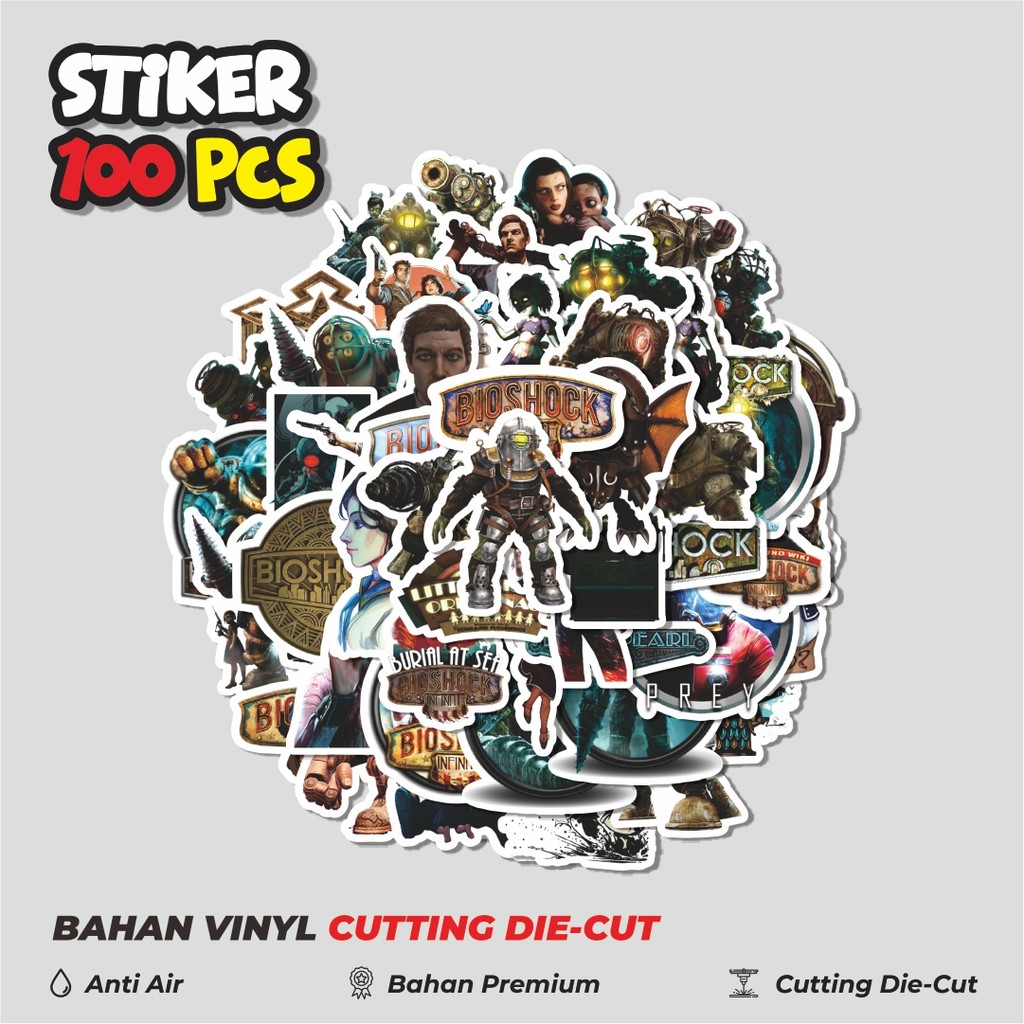 

Terbaru! 50 pcs Stiker Game Series Steam Bioshock Dekorasi Lucu Kreatif untuk Notebook, Skateboard, HP