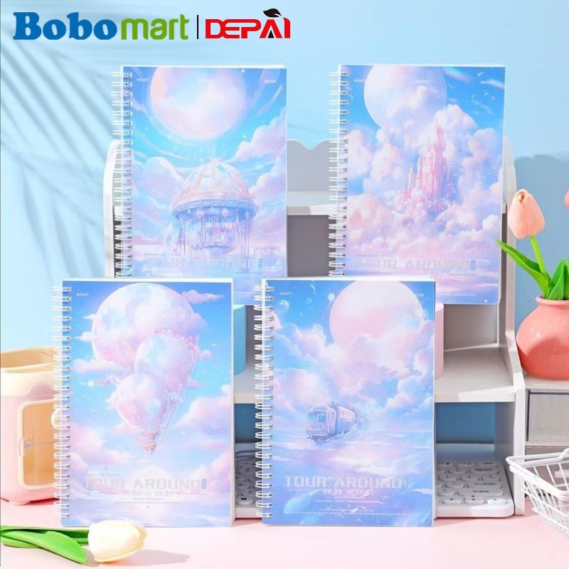 

BOBOMART Buku Tulis Ring A5-DP023-22 110 Lembar - Notebook Spiral A5 dengan Cover Mika
