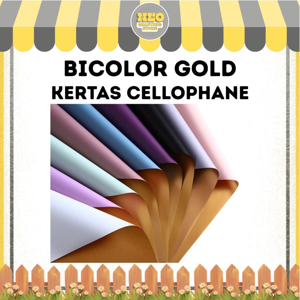 

(20 LEMBAR) Kertas Cellophane Buket Bunga - BICOLOR GOLD - Flower Wrapping Paper