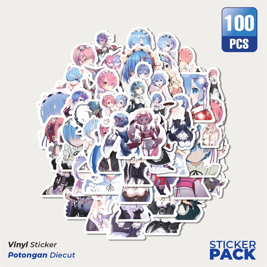 

Super Hemat! 100 PCS Stiker Stiker ACGN BEAUTY GIRLS SERIES RE'ZERO RAM & REM Waterproof Aesthetic- Untuk Laptop, Motor, dan Helm - Paper Stationery Pack