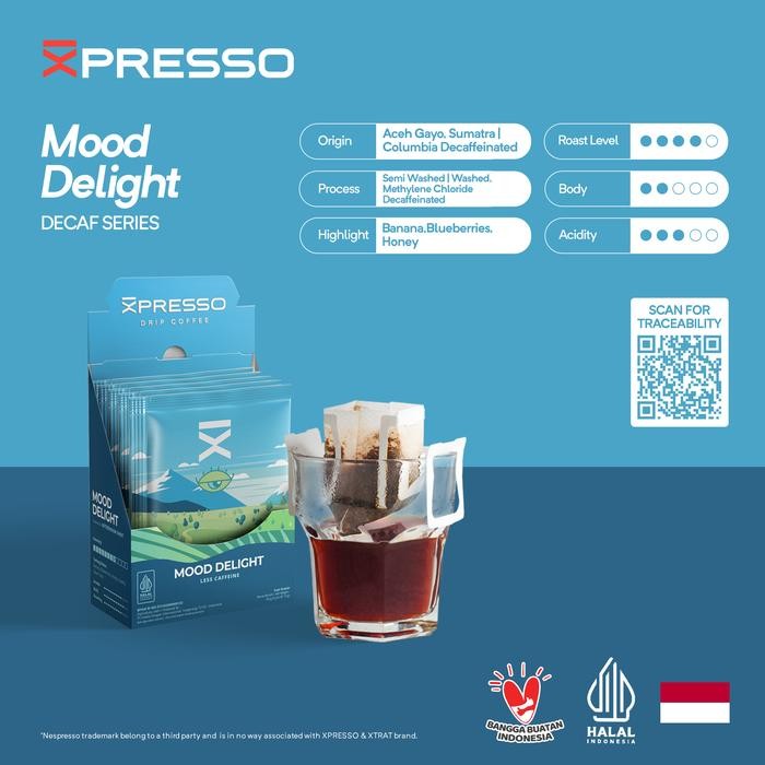 

XPRESSO Drip Bag Coffee - Mood Delight - Kopi Drip 5 Pcs - 1 Pak