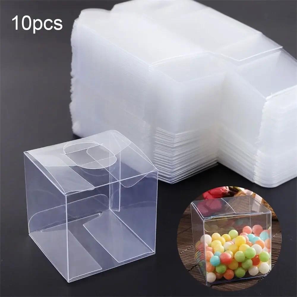 

10Pcs Plastic Square Clear Candy Gift Box Chocolate Candy Boxes Jewelry Storage Boxs Wedding Christmas Packaging Gift Boxs