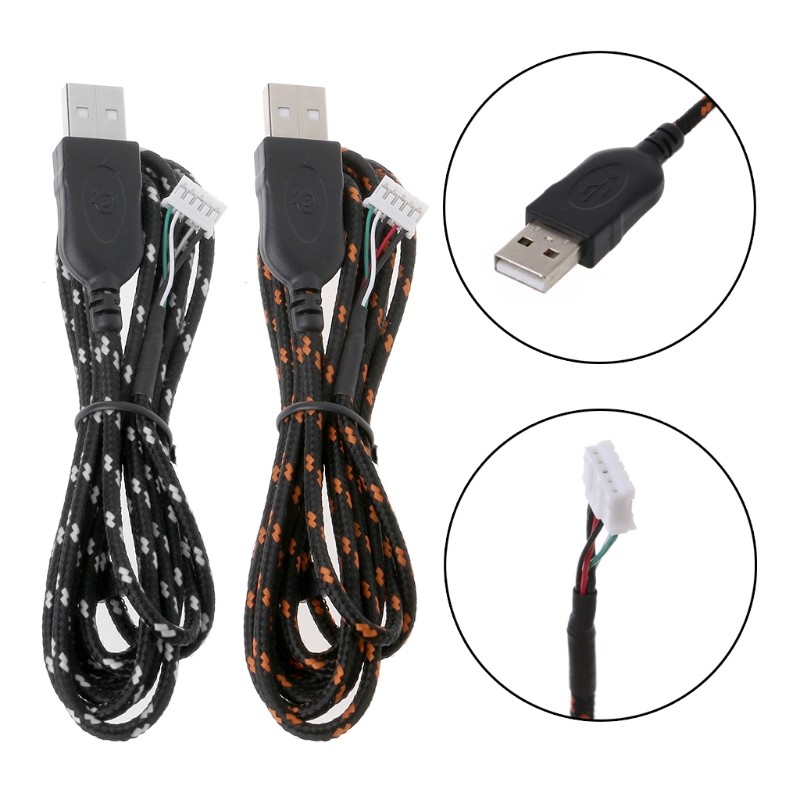 PVC,Nylon USB Mouse Cable Line Replacement Wire Orange, White For Steelseries KANA Special Mouse Lin