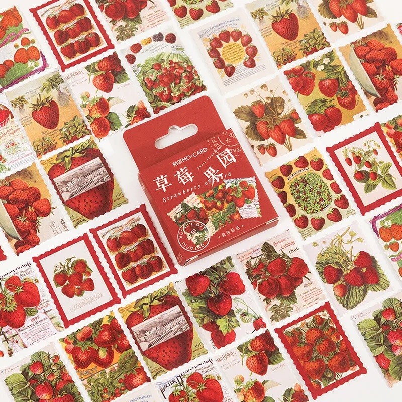 

46 pcs/box Strawberry orchard stamp Decorative Sticker Scrapbooking diy Stick Label Diary Stationery Album Journal Stickers