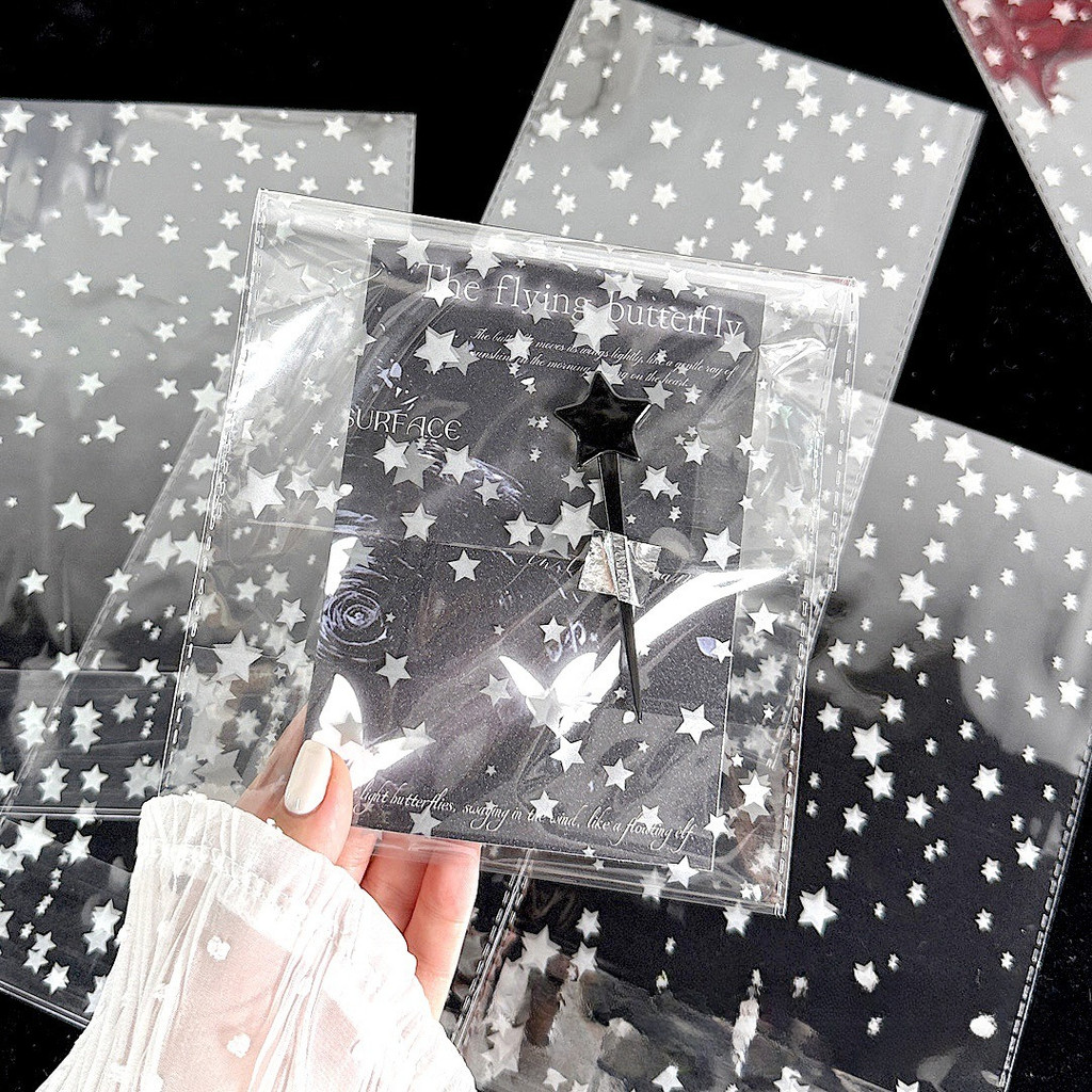 

[HARU] 5 Lembar 15x24cm Starry Opp Plastic Packaging Kantong Kemasan Transparan