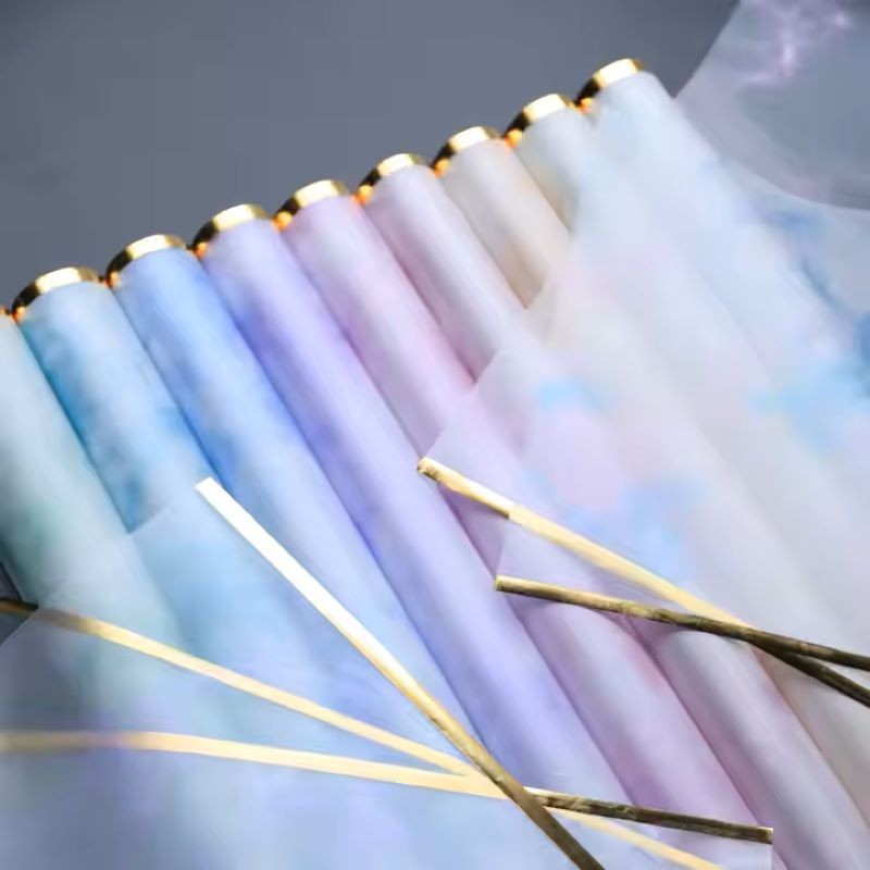 

TERMURAH METALIC LIST TRANSPARENT MARBLE GOLD LINE FLOWER WRAPPING COLOR CELLOPHANE KERTAS BUNGA