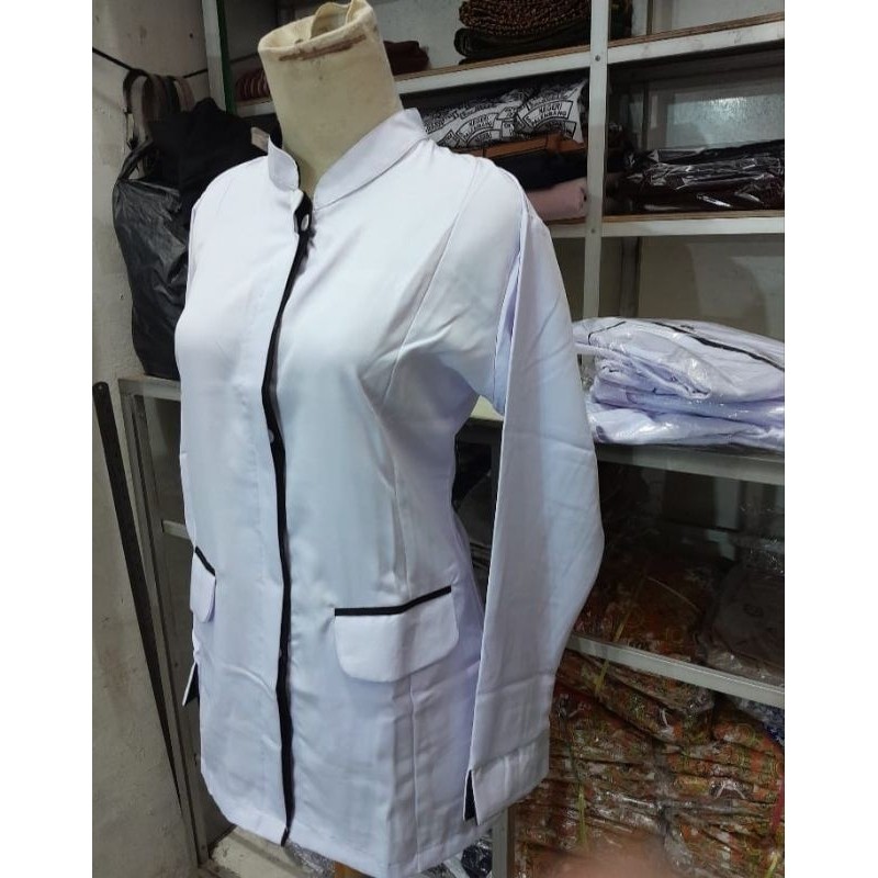 Baju dinas putih list hitam wanita / Baju ASN