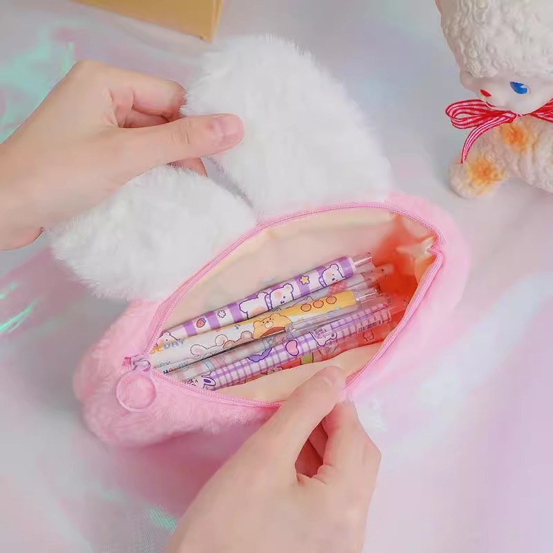 

Cute Bunny Pencil Case Kawaii Plush Pencil Bag Stationery Organizer Storage Bag Cartoon Rabbit Multi Case Cosmetic Bag Kids Gift